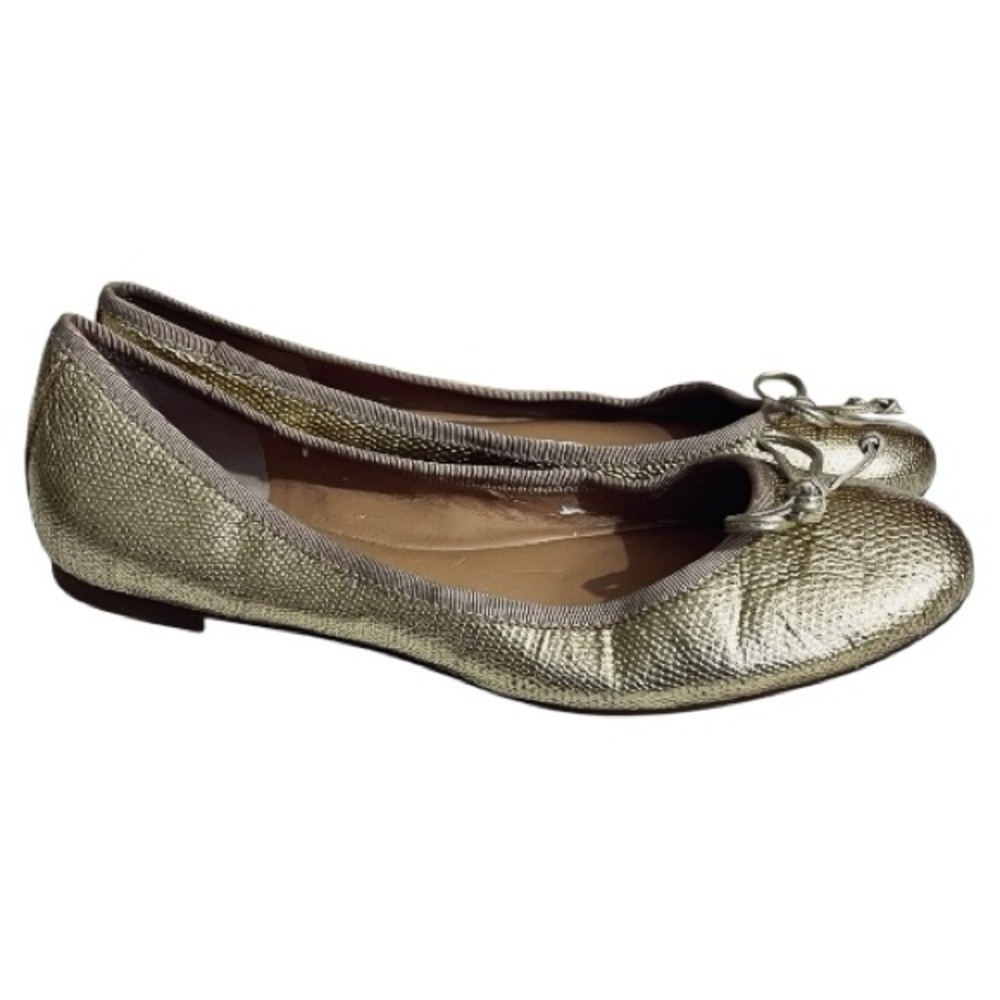 Banana Republic Metallic Gold Leather Ballet Flats Women’s Size 7.5 Round Toe